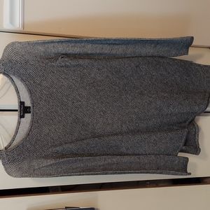 XS gray metallic long sleeve asymmetrically cut shirt